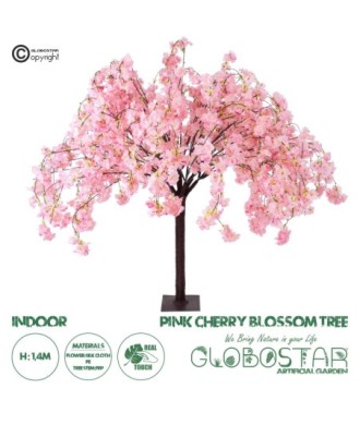 GloboStar® Artificial Garden PINK CHERRY BLOSSOM TREE 20359 Τεχνητό Διακοσμητικό Δέντρο Ροζ Άνθος Κερασιάς Υ140cm